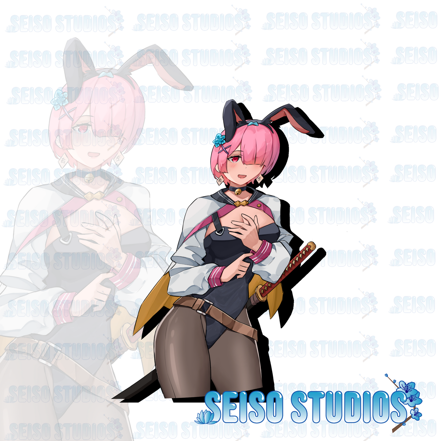 Pink Haired Maid Bunny Decal