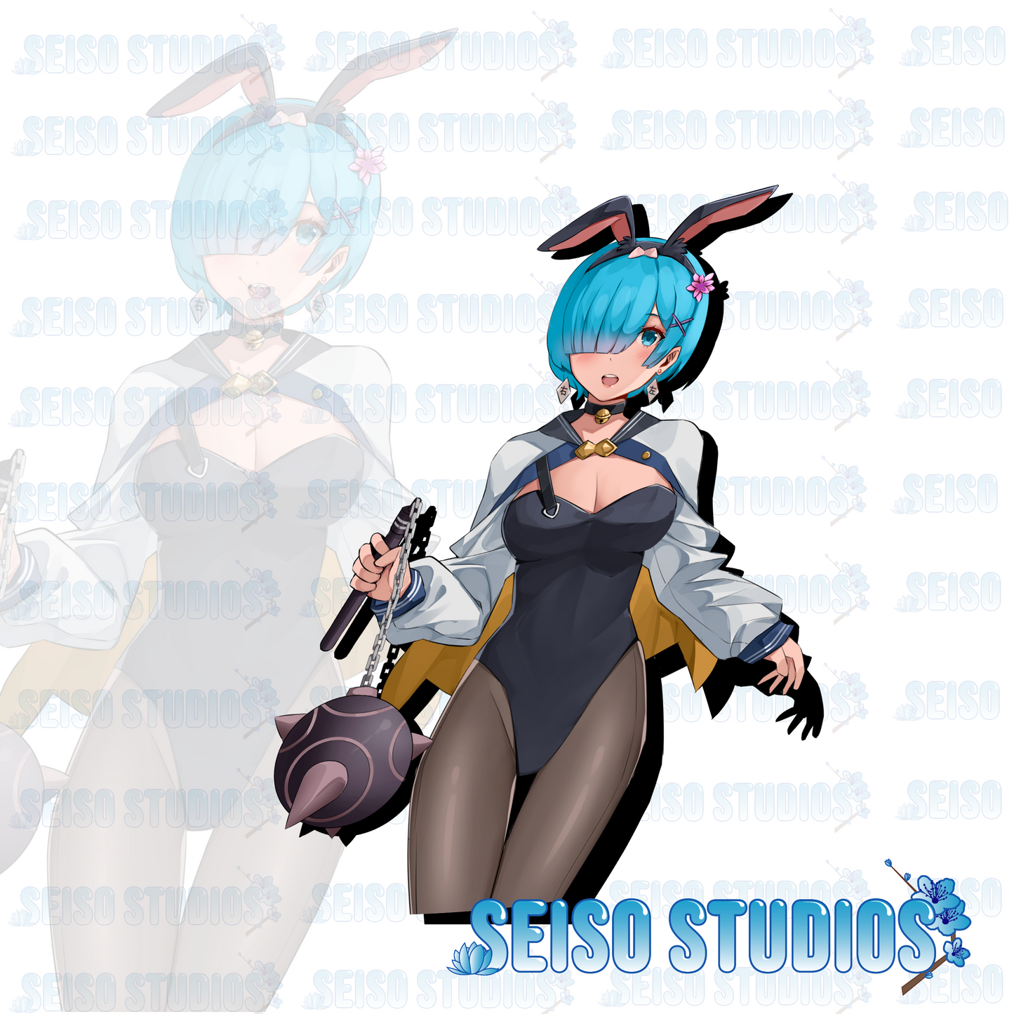 Blue Haired Maid Bunny Decal