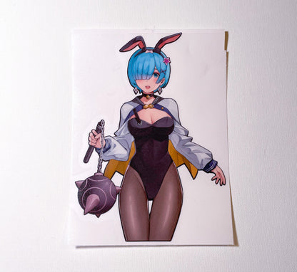 Blue Haired Maid Bunny Decal